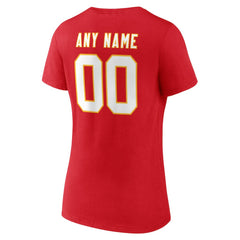 Kansas City Chiefs Women's Team Authentic Personalized Name & Number V-Neck T-Shirt Red | NFL