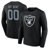 Las Vegas Raiders Team Authentic Personalized Name & Number Long Sleeve T-Shirt Black | NFL