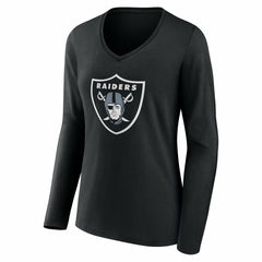 Las Vegas Raiders Women's Team Authentic Personalized Name & Number Long Sleeve V-Neck T-Shirt Black | NFL