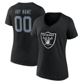 Las Vegas Raiders Women's Team Authentic Personalized Name & Number V-Neck T-Shirt Black | NFL