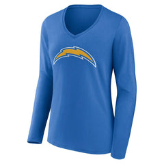 Los Angeles Chargers Women's Team Authentic Personalized Name & Number Long Sleeve V-Neck T-Shirt Powder Blue | NFL