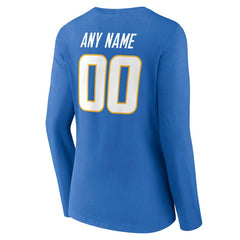 Los Angeles Chargers Women's Team Authentic Personalized Name & Number Long Sleeve V-Neck T-Shirt Powder Blue | NFL
