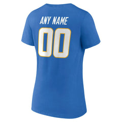 Los Angeles Chargers Women's Team Authentic Personalized Name & Number V-Neck T-Shirt Powder Blue | NFL