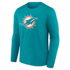 Miami Dolphins Team Authentic Personalized Name & Number Long Sleeve T-Shirt Aqua | NFL