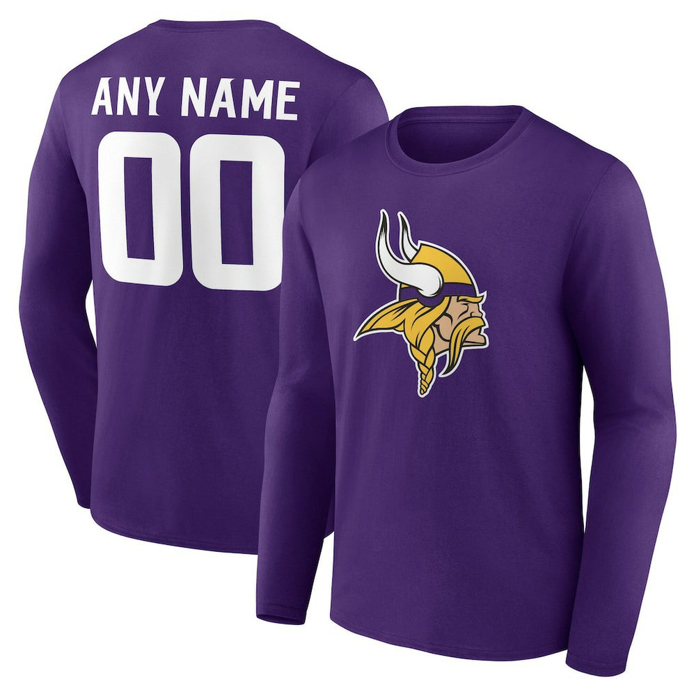 Minnesota Vikings Team Authentic Personalized Name & Number Long Sleeve T-Shirt Purple | NFL