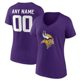 Minnesota Vikings Women's Team Authentic Personalized Name & Number V-Neck T-Shirt Purple | NFL