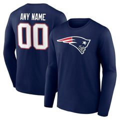 New England Patriots Team Authentic Personalized Name & Number Long Sleeve T-Shirt Navy | NFL