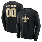 New Orleans Saints Team Authentic Personalized Name & Number Sweatshirt Black | NFL