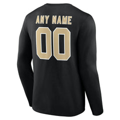New Orleans Saints Team Authentic Personalized Name & Number Long Sleeve T-Shirt Black | NFL