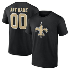 New Orleans Saints Team Authentic Personalized Name & Number T-Shirt Black | NFL