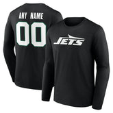 New York Jets Team Authentic Personalized Name & Number Long Sleeve T-Shirt Black | NFL