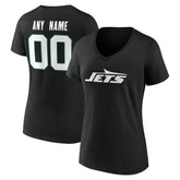 New York Jets Women's Team Authentic Personalized Name & Number V-Neck T-Shirt Black | NFL