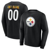 Pittsburgh Steelers Team Authentic Personalized Name & Number Sweatshirt Black | NFL