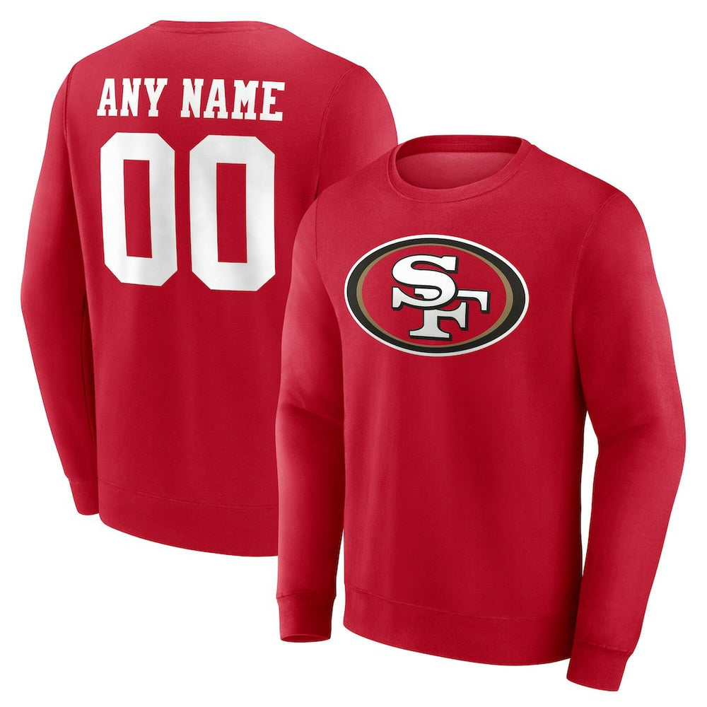 San Francisco 49ers Team Authentic Personalized Name & Number Sweatshirt Scarlet | NFL