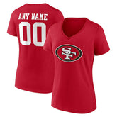 San Francisco 49ers Women's Team Authentic Personalized Name & Number V-Neck T-Shirt Scarlet | NFL