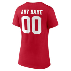San Francisco 49ers Women's Team Authentic Personalized Name & Number V-Neck T-Shirt Scarlet | NFL