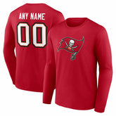 Tampa Bay Buccaneers Team Authentic Personalized Name & Number Long Sleeve T-Shirt Red | NFL