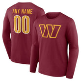Washington Commanders Team Authentic Personalized Name & Number Long Sleeve T-Shirt Burgundy | NFL