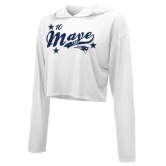 Drake Maye New England Patriots Majestic Threads Women's Glitter Wordmark Hoodie White | NFL