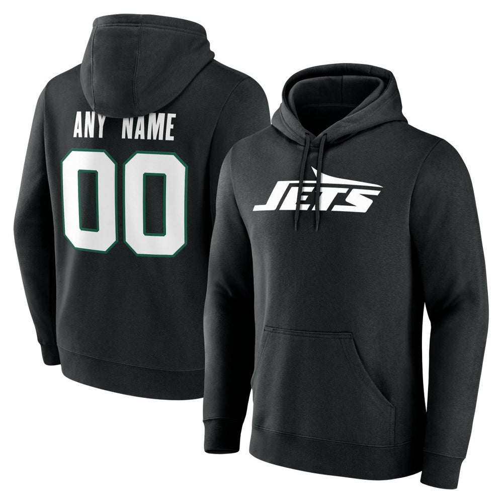 New York Jets Big & Tall Team Authentic Custom Hoodie Black | NFL