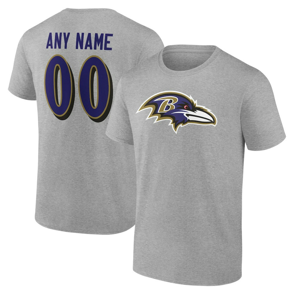 Baltimore Ravens Big & Tall Team Authentic Custom T-Shirt Gray | NFL