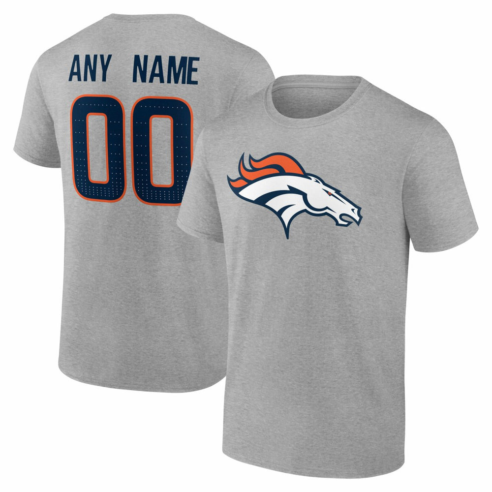 Denver Broncos Big & Tall Team Authentic Custom T-Shirt Gray | NFL