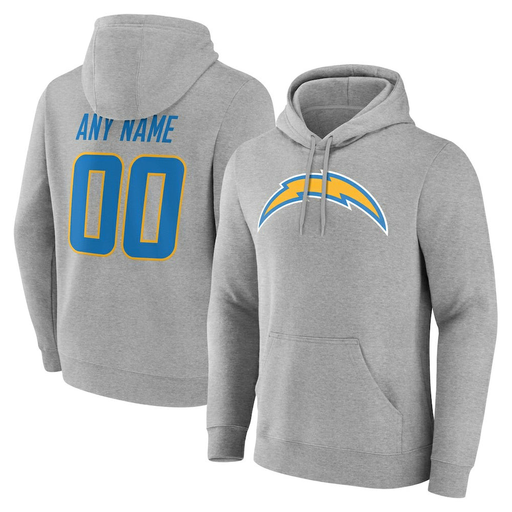 Los Angeles Chargers Big & Tall Team Authentic Custom Hoodie Gray | NFL