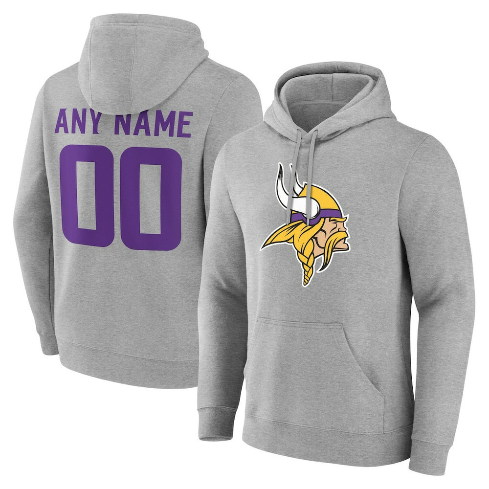Minnesota Vikings Big & Tall Team Authentic Custom Hoodie Gray | NFL