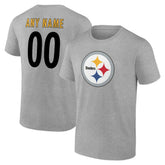 Pittsburgh Steelers Big & Tall Team Authentic Custom T-Shirt Gray | NFL
