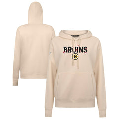 Boston Bruins Levelwear Women's Festive Holiday Adorn Hoodie - Khaki - NHL