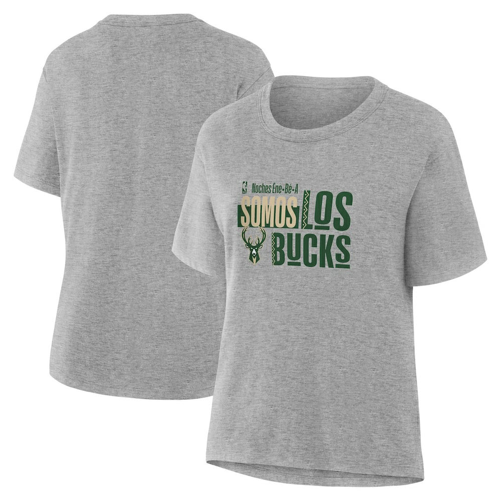 Milwaukee Bucks Women's Noches Training T-Shirt Gray - NBA