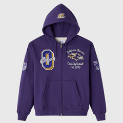 Baltimore Ravens OVO x NFL Unisex Full-Zip Waffle-Lined Hoodie Purple | NFL