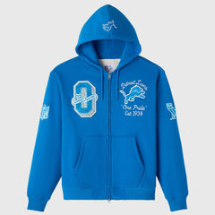 Detroit Lions OVO x NFL Unisex Full-Zip Waffle-Lined Hoodie Blue | NFL