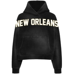 WRLDINVSN x New Orleans Saints Unisex Cozy Cropped Hoodie Black | NFL