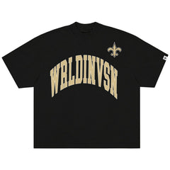 WRLDINVSN x New Orleans Saints Unisex Oversized Arch T-Shirt Black | NFL