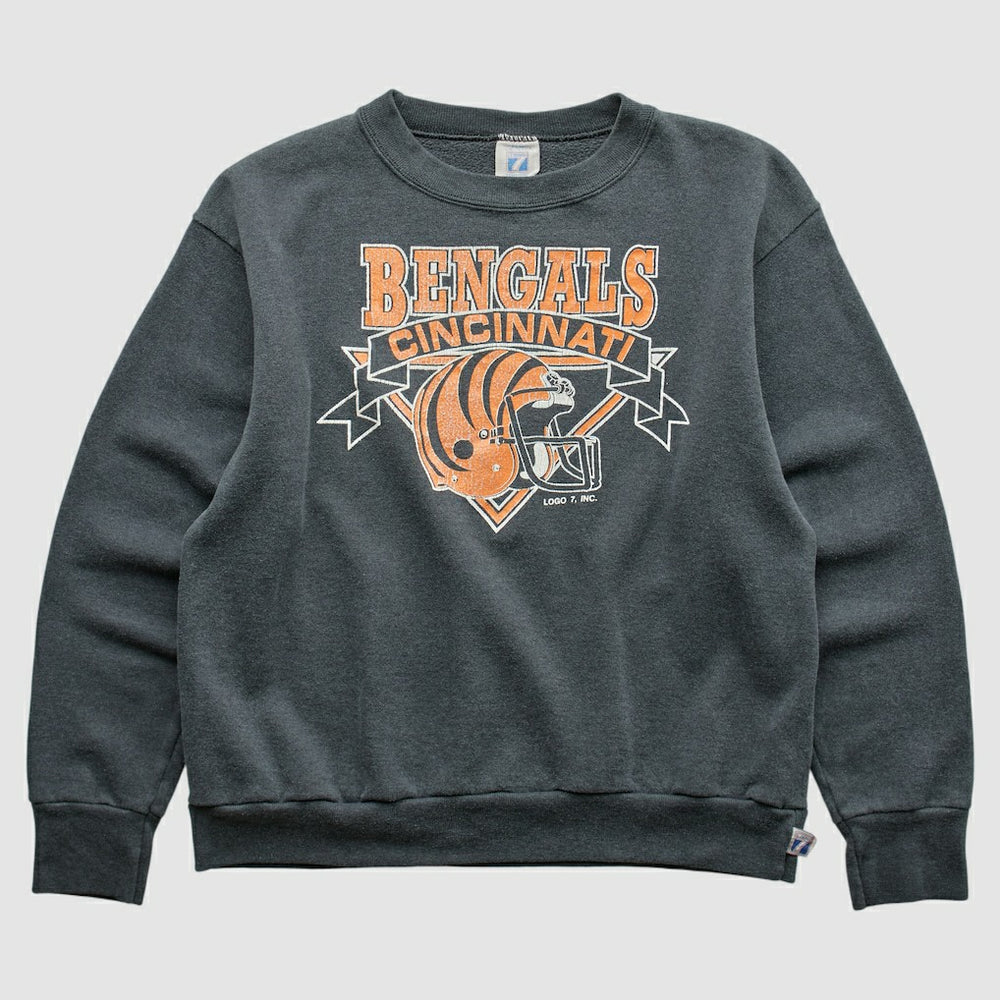 Cincinnati Bengals Logo 7 80s Pullover Sweatshirt Charcoal Vintage | Fanatics