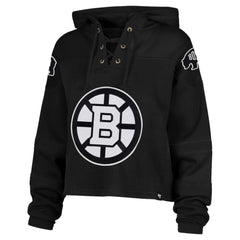 Boston Bruins '47 Women's Cropped Lacer Hoodie - Black - NHL