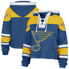 St. Louis Blues '47 Women's Cropped Lacer Hoodie - Blue - NHL