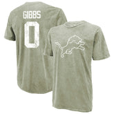 Jahmyr Gibbs Detroit Lions Majestic Threads Mineral Wash Name & Number T-Shirt Moss Green | NFL