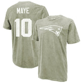 Drake Maye New England Patriots Majestic Threads Mineral Wash Name & Number T-Shirt Moss Green | NFL