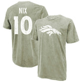 Bo Nix Denver Broncos Majestic Threads Mineral Wash Name & Number T-Shirt Moss Green | NFL