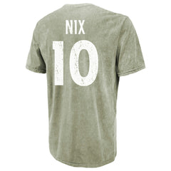 Bo Nix Denver Broncos Majestic Threads Mineral Wash Name & Number T-Shirt Moss Green | NFL
