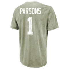 Micah Parsons Green Bay Packers Majestic Threads Mineral Wash Name & Number T-Shirt Moss Green | NFL