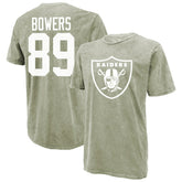 Brock Bowers Las Vegas Raiders Majestic Threads Mineral Wash Name & Number T-Shirt Moss Green | NFL