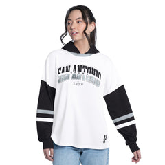 San Antonio Spurs G-III 4Her by Carl Banks Women's Key Player Oversized Hooded Long Sleeve T-Shirt White/Black - NBA