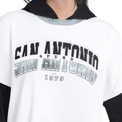 San Antonio Spurs G-III 4Her by Carl Banks Women's Key Player Oversized Hooded Long Sleeve T-Shirt White/Black - NBA