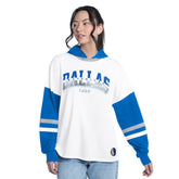 Dallas Mavericks G-III 4Her by Carl Banks Women's Key Player Oversized Hooded Long Sleeve T-Shirt White/Royal - NBA