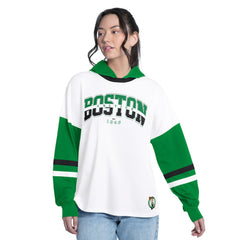 Boston Celtics G-III 4Her by Carl Banks Women's Key Player Oversized Hooded Long Sleeve T-Shirt White/Green - NBA