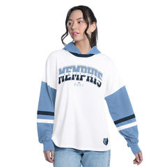 Memphis Grizzlies G-III 4Her by Carl Banks Women's Key Player Oversized Hooded Long Sleeve T-Shirt White/Blue - NBA