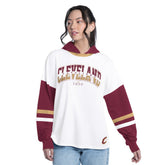 Cleveland Cavaliers G-III 4Her by Carl Banks Women's Key Player Oversized Hooded Long Sleeve T-Shirt White/Wine - NBA